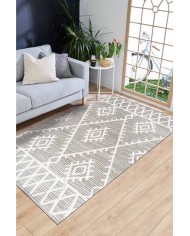 Abre Desenli Pamuk Tabanlı Yıkanabilen Kaydırmaz Antibakteriyel Şönil Salon Halısı