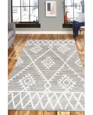 Abre Desenli Pamuk Tabanlı Yıkanabilen Kaydırmaz Antibakteriyel Şönil Salon Halısı