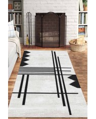 Acker Desenli Pamuk Tabanlı Yıkanabilen Kaydırmaz Antibakteriyel Şönil Salon Halısı