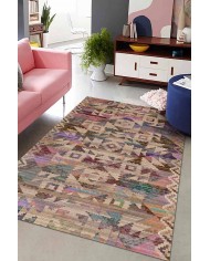 Adelina Desenli Pamuk Tabanlı Yıkanabilen Kaydırmaz Antibakteriyel Şönil Salon Halısı