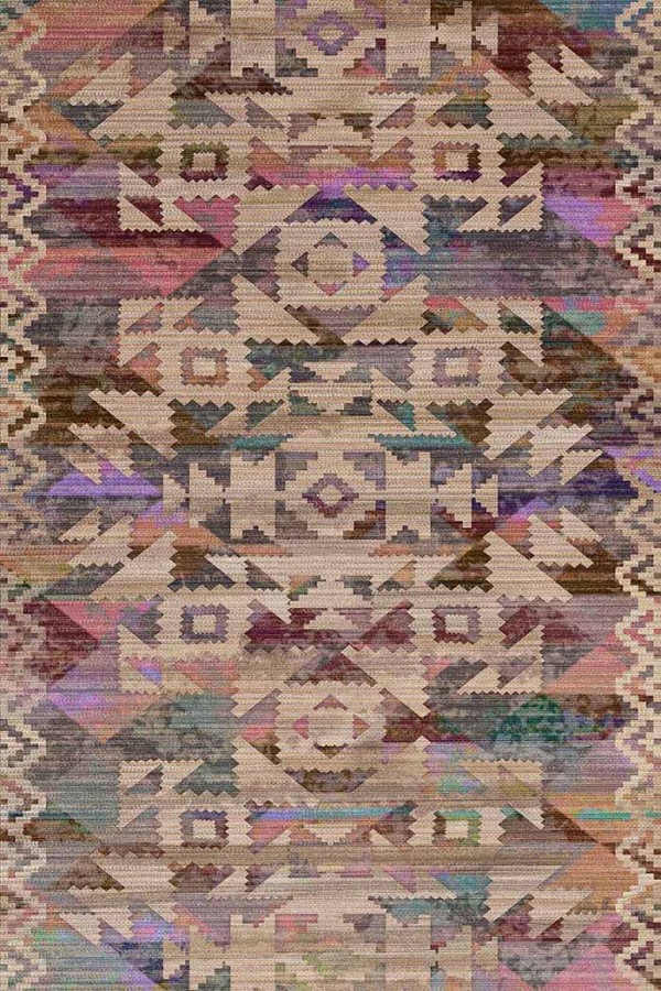 Adelina Desenli Pamuk Tabanlı Yıkanabilen Kaydırmaz Antibakteriyel Şönil Salon Halısı