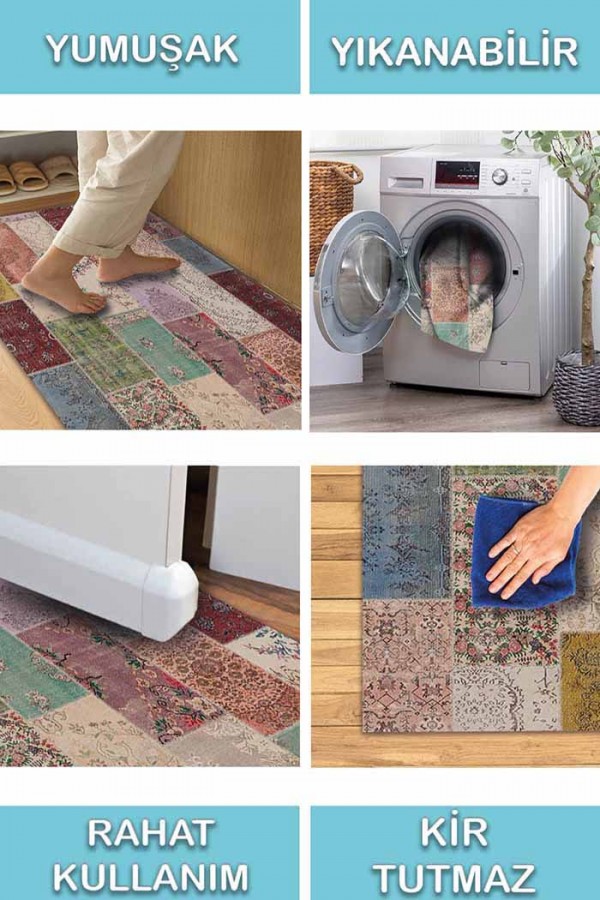 Afra Patchwork Desenli Pamuk Tabanlı Yıkanabilen Kaydırmaz Antibakteriyel Şönil Salon Halısı Afra Patchwork Desenli Pamuk Tabanlı Yıkanabilen Kaydırmaz Antibakteriyel Şönil Salon Halısı