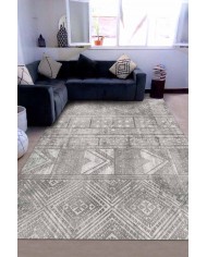 Akabe Desenli Pamuk Tabanlı Yıkanabilen Kaydırmaz Antibakteriyel Şönil Salon Halısı