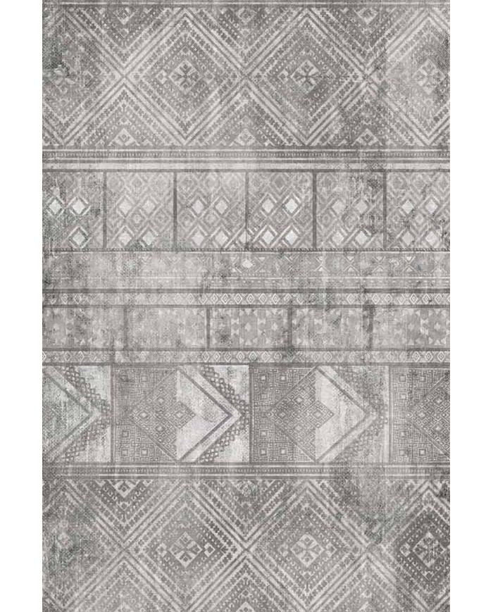 Akabe Desenli Pamuk Tabanlı Yıkanabilen Kaydırmaz Antibakteriyel Şönil Salon Halısı