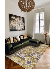 Alder Patchwork Desenli Pamuk Tabanlı Yıkanabilen Kaydırmaz Antibakteriyel Şönil Salon Halısı