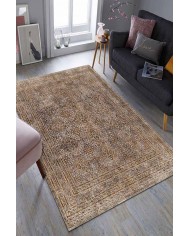 Allix Desenli Pamuk Tabanlı Yıkanabilen Kaydırmaz Antibakteriyel Şönil Salon Halısı