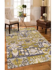 Alder Patchwork Desenli Pamuk Tabanlı Yıkanabilen Kaydırmaz Antibakteriyel Şönil Salon Halısı