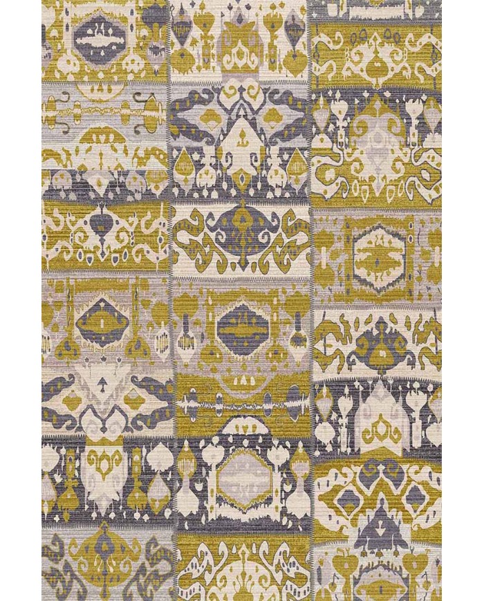 Alder Patchwork Desenli Pamuk Tabanlı Yıkanabilen Kaydırmaz Antibakteriyel Şönil Salon Halısı