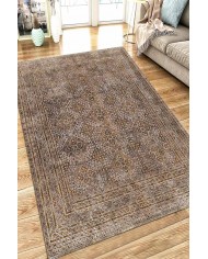 Allix Desenli Pamuk Tabanlı Yıkanabilen Kaydırmaz Antibakteriyel Şönil Salon Halısı