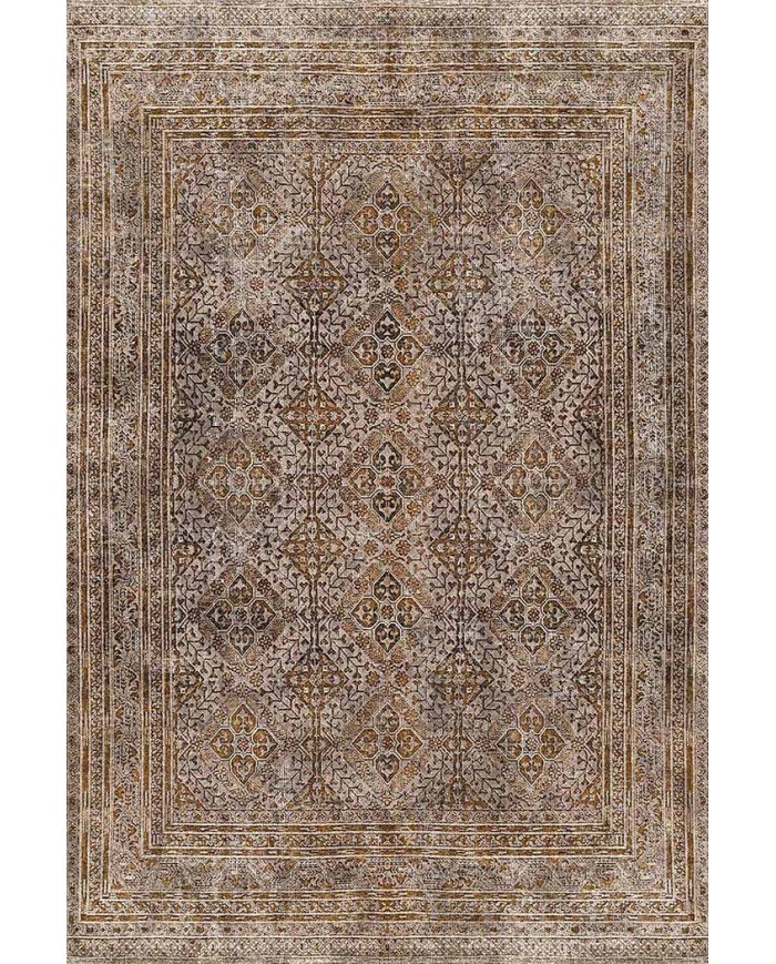 Allix Desenli Pamuk Tabanlı Yıkanabilen Kaydırmaz Antibakteriyel Şönil Salon Halısı