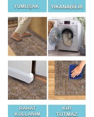 Allix Desenli Pamuk Tabanlı Yıkanabilen Kaydırmaz Antibakteriyel Şönil Salon Halısı