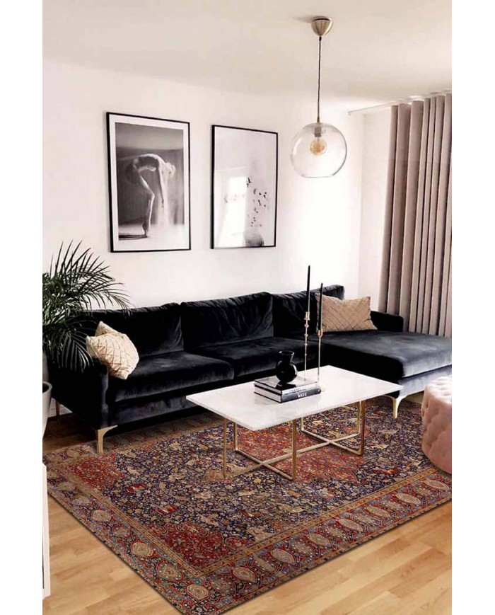 Arpiar Desenli Pamuk Tabanlı Yıkanabilen Kaydırmaz Antibakteriyel Şönil Salon Halısı