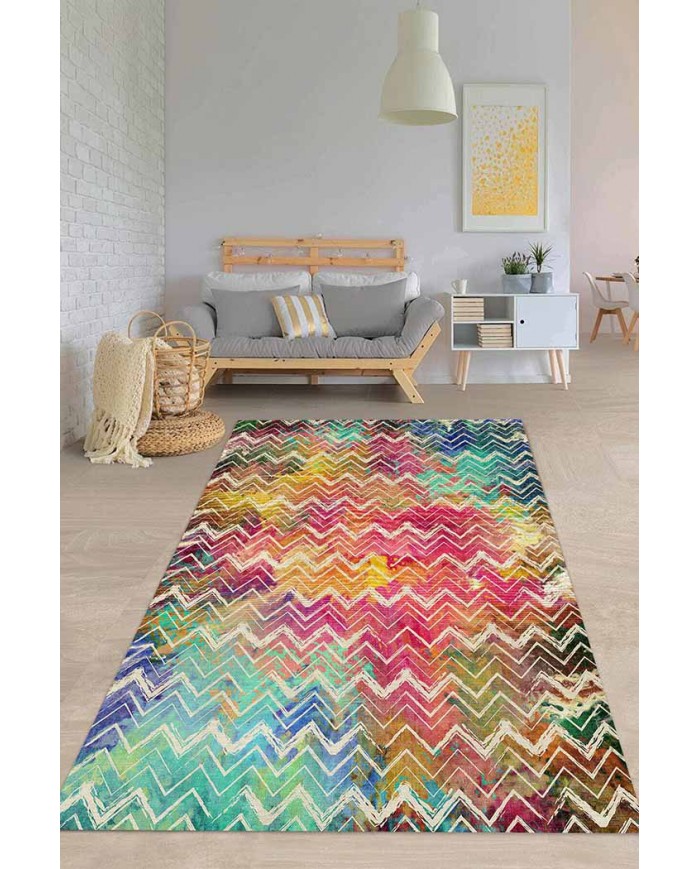 Alvin Pamuk Tabanlı Yıkanabilen Kaydırmaz Antibakteriyel Şönil Salon Halısı