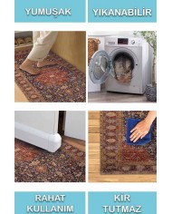 Arpiar Desenli Pamuk Tabanlı Yıkanabilen Kaydırmaz Antibakteriyel Şönil Salon Halısı