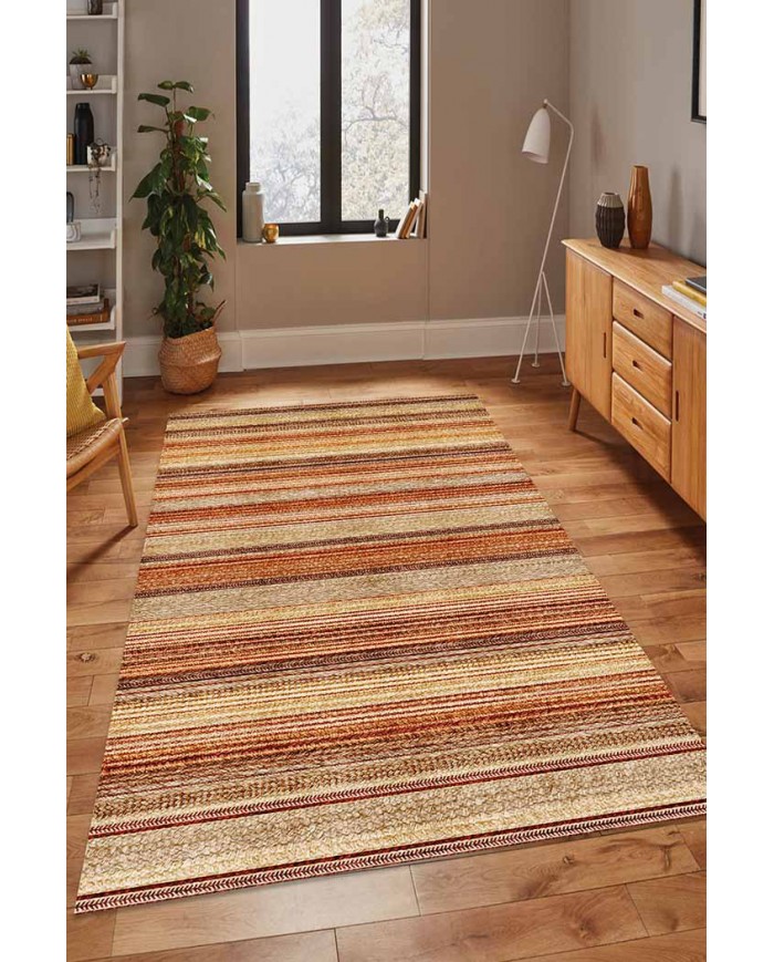 Austin Desenli Pamuk Tabanlı Yıkanabilen Kaydırmaz Antibakteriyel Şönil Salon Halısı