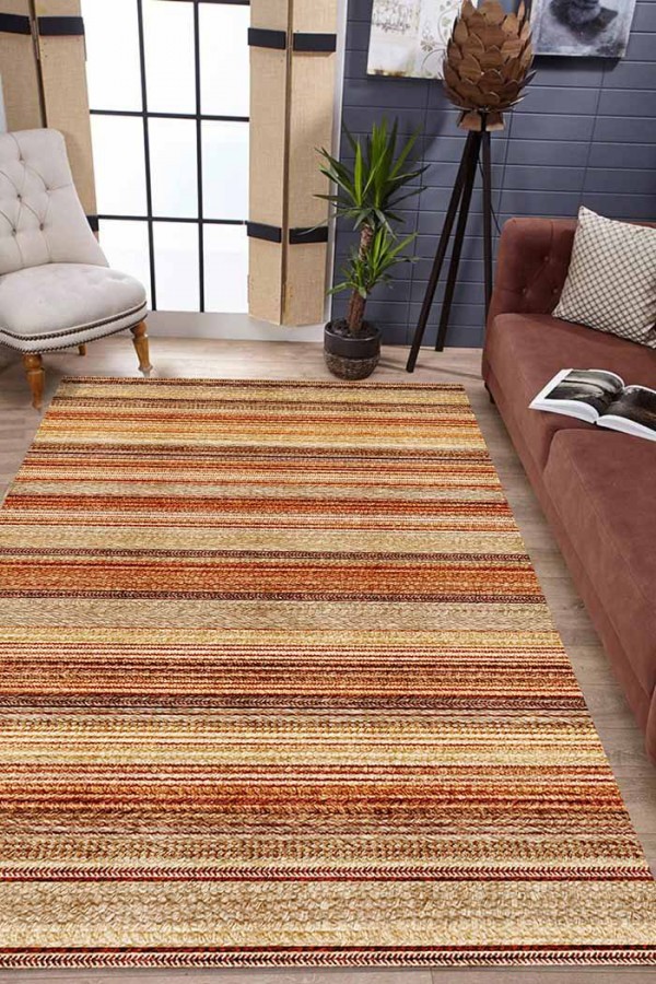 Austin Desenli Pamuk Tabanlı Yıkanabilen Kaydırmaz Antibakteriyel Şönil Salon Halısı