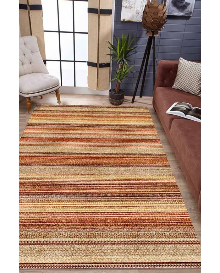 Austin Desenli Pamuk Tabanlı Yıkanabilen Kaydırmaz Antibakteriyel Şönil Salon Halısı