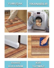 Austin Desenli Pamuk Tabanlı Yıkanabilen Kaydırmaz Antibakteriyel Şönil Salon Halısı