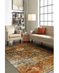 Babs Eskitme Desenli Pamuk Tabanlı Yıkanabilen Kaydırmaz Antibakteriyel Şönil Salon Halısı