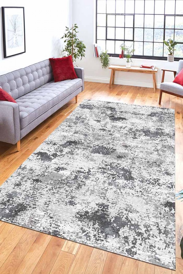 Balder Desenli Pamuk Tabanlı Yıkanabilen Kaydırmaz Antibakteriyel Şönil Salon Halısı