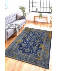 Beja Eskitme Desenli Pamuk Tabanlı Yıkanabilen Kaydırmaz Antibakteriyel Şönil Salon Halısı