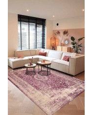 Blossom Eskitme Desenli Pamuk Tabanlı Yıkanabilen Kaydırmaz Antibakteriyel Şönil Salon Halısı