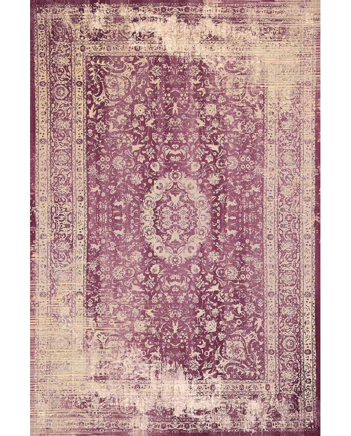 Blossom Eskitme Desenli Pamuk Tabanlı Yıkanabilen Kaydırmaz Antibakteriyel Şönil Salon Halısı