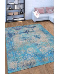 Belissa Desenli Pamuk Tabanlı Yıkanabilen Kaydırmaz Antibakteriyel Şönil Salon Halısı