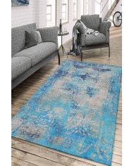 Belissa Desenli Pamuk Tabanlı Yıkanabilen Kaydırmaz Antibakteriyel Şönil Salon Halısı