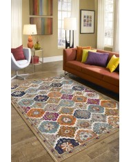 Boris Desenli Pamuk Tabanlı Yıkanabilen Kaydırmaz Antibakteriyel Şönil Salon Halısı