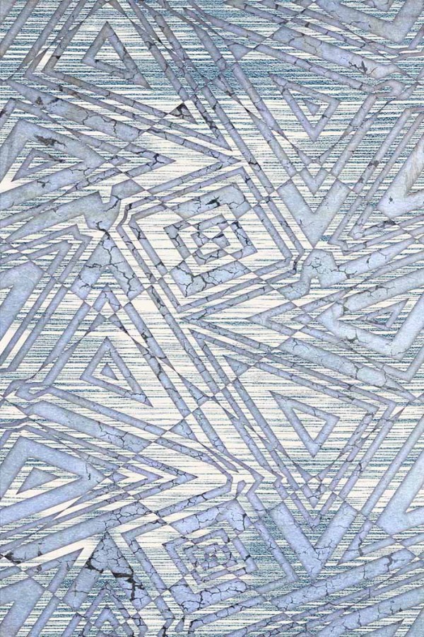 Bluestry Geometrik Desenli Pamuk Tabanlı Yıkanabilen Kaydırmaz Antibakteriyel Şönil Salon Halısı