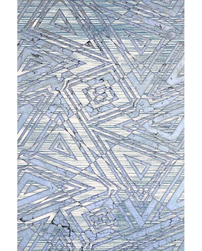 Bluestry Geometrik Desenli Pamuk Tabanlı Yıkanabilen Kaydırmaz Antibakteriyel Şönil Salon Halısı