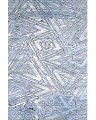 Bluestry Geometrik Desenli Pamuk Tabanlı Yıkanabilen Kaydırmaz Antibakteriyel Şönil Salon Halısı