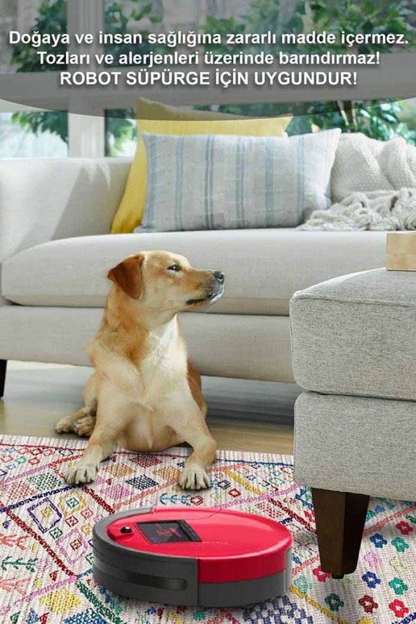 Boujdor Pamuk Tabanlı Yıkanabilen Kaydırmaz Antibakteriyel Şönil Salon Halısı