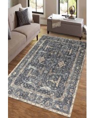 Brook Desenli Pamuk Tabanlı Yıkanabilen Kaydırmaz Antibakteriyel Şönil Salon Halısı