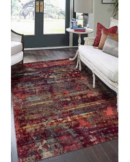 Bush Renkli Desenli Pamuk Tabanlı Yıkanabilen Kaydırmaz Antibakteriyel Şönil Salon Halısı