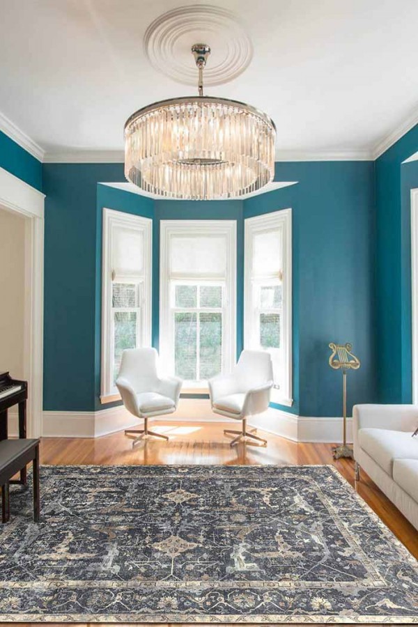 Brook Desenli Pamuk Tabanlı Yıkanabilen Kaydırmaz Antibakteriyel Şönil Salon Halısı