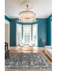 Brook Desenli Pamuk Tabanlı Yıkanabilen Kaydırmaz Antibakteriyel Şönil Salon Halısı