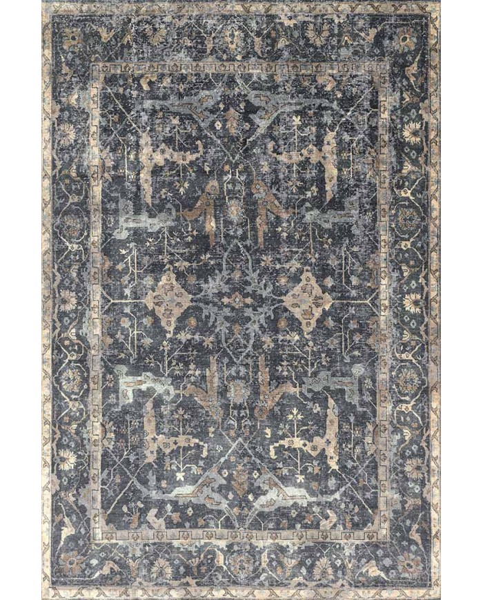 Brook Desenli Pamuk Tabanlı Yıkanabilen Kaydırmaz Antibakteriyel Şönil Salon Halısı