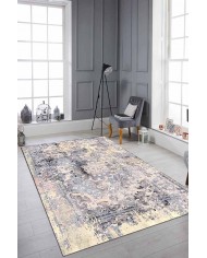 Cardamom Eskitme Desenli Pamuk Tabanlı Yıkanabilen Kaydırmaz Antibakteriyel Şönil Salon Halısı