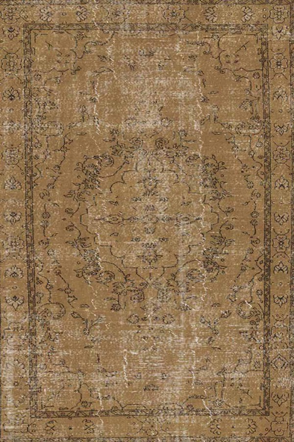 Caffee Eskitme Desenli Pamuk Tabanlı Yıkanabilen Kaydırmaz Antibakteriyel Şönil Salon Halısı