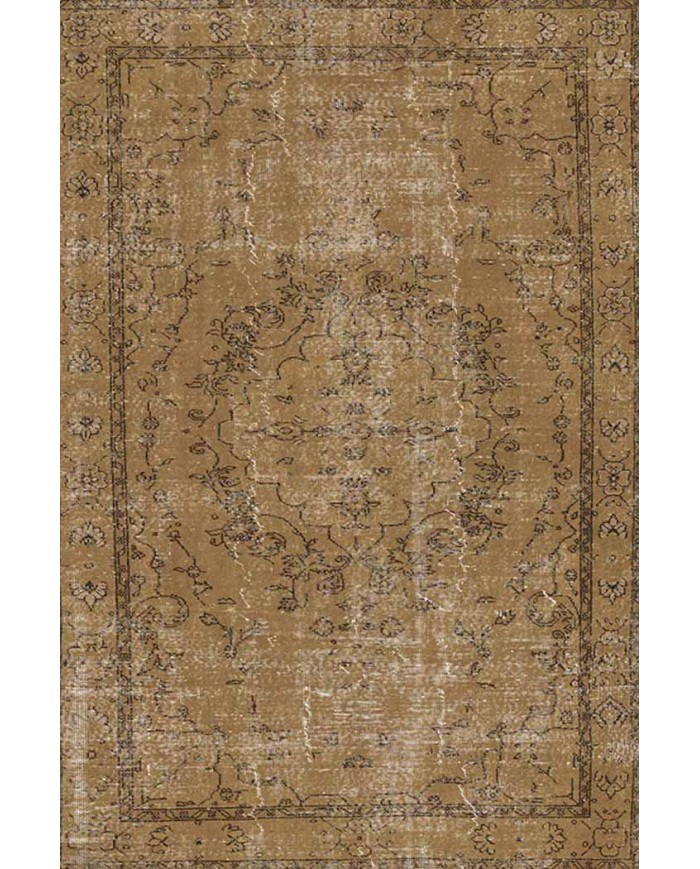 Caffee Eskitme Desenli Pamuk Tabanlı Yıkanabilen Kaydırmaz Antibakteriyel Şönil Salon Halısı