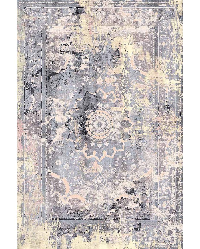 Cardamom Eskitme Desenli Pamuk Tabanlı Yıkanabilen Kaydırmaz Antibakteriyel Şönil Salon Halısı