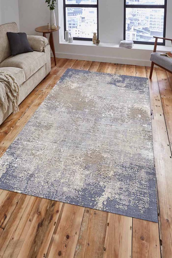 Casares Desenli Pamuk Tabanlı Yıkanabilen Kaydırmaz Antibakteriyel Şönil Salon Halısı