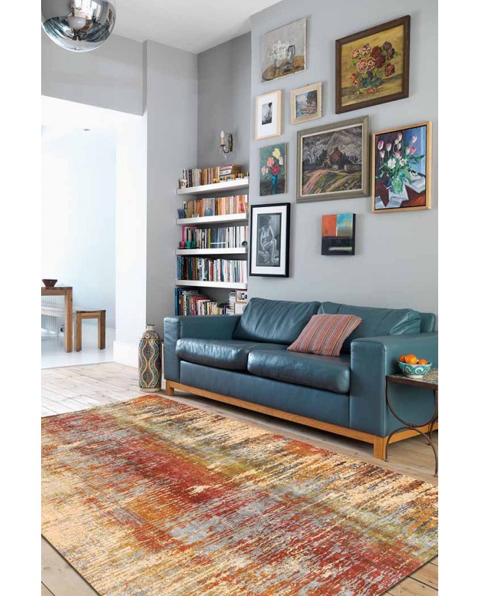 Carnig Desenli Pamuk Tabanlı Yıkanabilen Kaydırmaz Antibakteriyel Şönil Salon Halısı