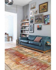 Carnig Desenli Pamuk Tabanlı Yıkanabilen Kaydırmaz Antibakteriyel Şönil Salon Halısı