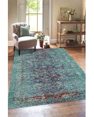 Celery Eskitme Desenli Pamuk Tabanlı Yıkanabilen Kaydırmaz Antibakteriyel Şönil Salon Halısı