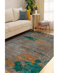 Casey Desenli Pamuk Tabanlı Yıkanabilen Kaydırmaz Antibakteriyel Şönil Salon Halısı