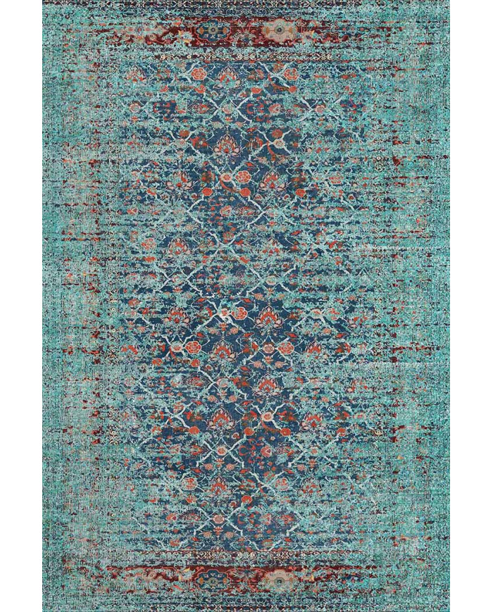 Celery Eskitme Desenli Pamuk Tabanlı Yıkanabilen Kaydırmaz Antibakteriyel Şönil Salon Halısı