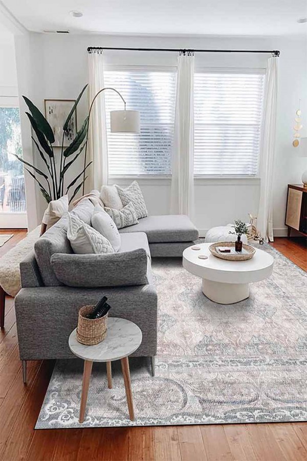 ColorBowie Desenli Pamuk Tabanlı Yıkanabilen Kaydırmaz Antibakteriyel Şönil Salon Halısı